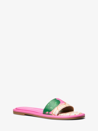 Michael Kors X Christina Zimpel Dana Slide Sandal in BRIGHT PINK MLT | Michael Kors