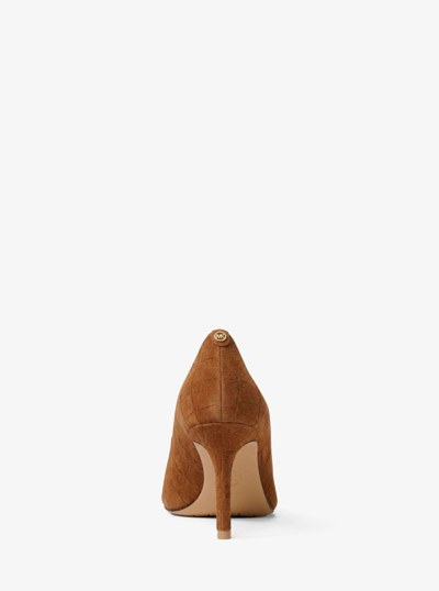 Alina Flex Crocodile Embossed Suede Pump in LUGGAGE | Michael Kors