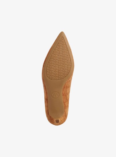 Alina Flex Crocodile Embossed Suede Pump in LUGGAGE | Michael Kors