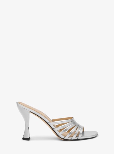 Haisley Metallic Leather Sandal in SILVER | Michael Kors