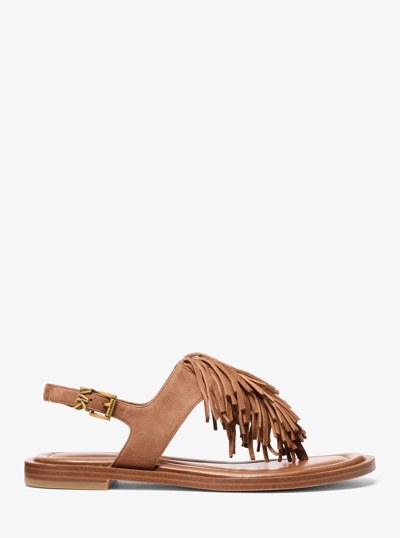 Indra Fringed Suede Sandal in LUGGAGE | Michael Kors