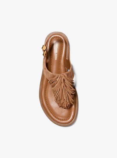 Indra Fringed Suede Sandal in LUGGAGE | Michael Kors