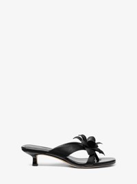 Jacie Floral Embellished Leather Kitten Heel Sandal
