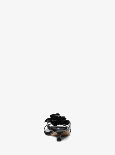 Jacie Floral Embellished Leather Kitten Heel Sandal in BLACK | Michael Kors