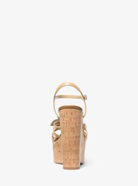 Jacie Floral Embellished Leather Wedge Sandal