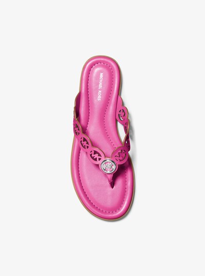 Janie Perforated Logo Leather Sandal in RASPBERRY | Michael Kors