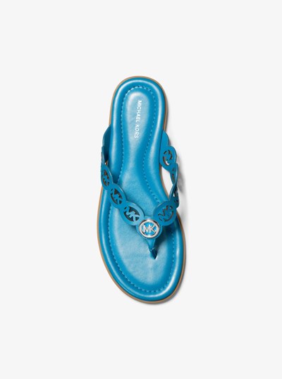 Janie Perforated Logo Leather Sandal in MILOS BLUE | Michael Kors