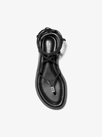 Khloe Embellished Leather Lace-Up Sandal