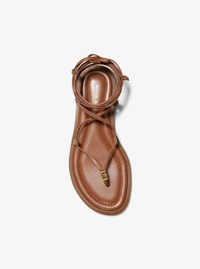 Khloe Embellished Leather Lace-Up Sandal