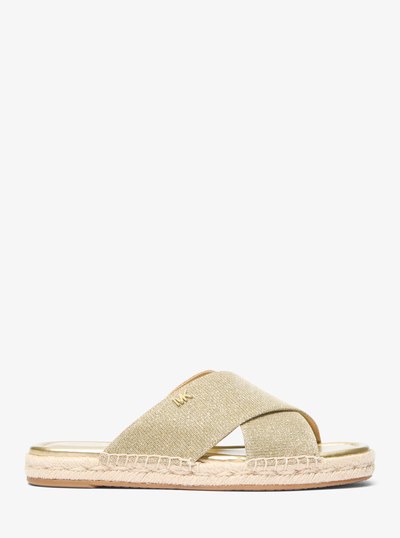 Kenzie Glitter Chain Mesh Sandal in PALE GOLD | Michael Kors