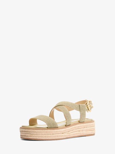 Lynn Glitter Chain Mesh Espadrille Sandal in PALE GOLD | Michael Kors