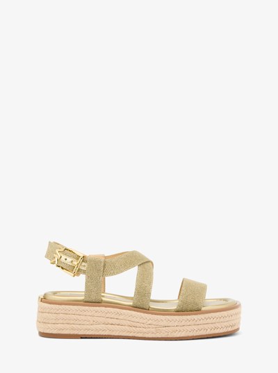 Lynn Glitter Chain Mesh Espadrille Sandal in PALE GOLD | Michael Kors