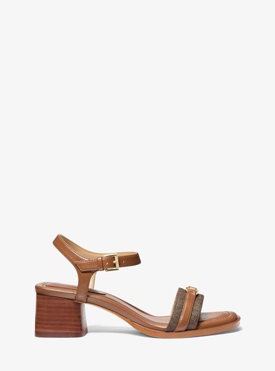 Mandy Signature Logo Sandal in BROWN | Michael Kors