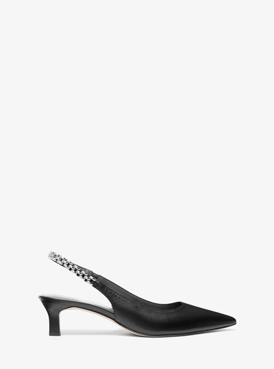 Marcia Leather Slingback Pump in BLACK | Michael Kors