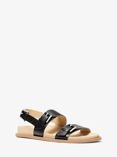 Nia Leather Sandal in BLACK | Michael Kors