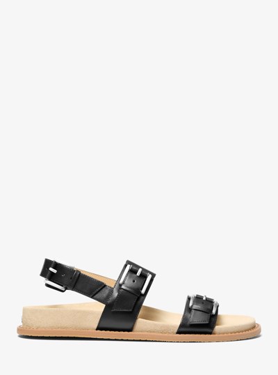 Nia Leather Sandal in BLACK | Michael Kors