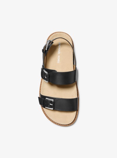Nia Leather Sandal in BLACK | Michael Kors