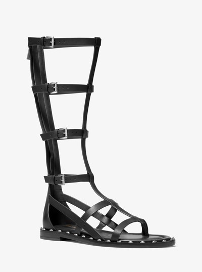 Noa Studded Leather Gladiator Sandal in BLACK | Michael Kors