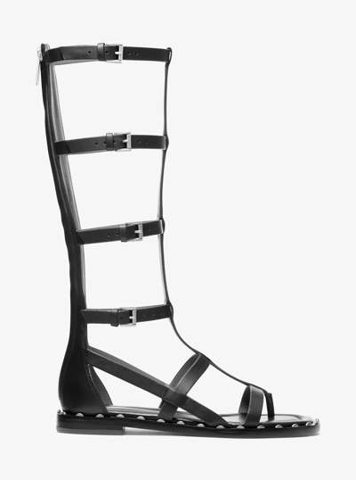 Noa Studded Leather Gladiator Sandal in BLACK | Michael Kors