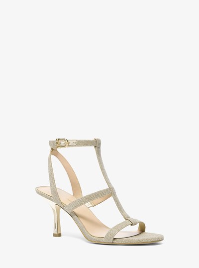 Nara Glitter Chain Mesh Sandal in PALE GOLD | Michael Kors