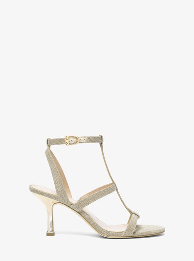 Nara Glitter Chain Mesh Sandal in PALE GOLD | Michael Kors