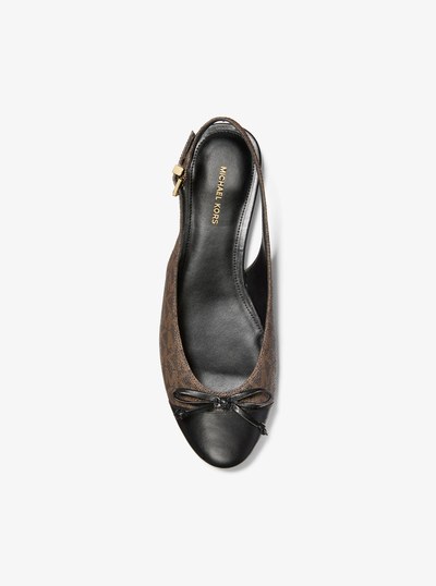 Piper Signature Logo Slingback Ballet Flat in BROWN | Michael Kors