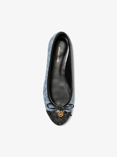 Piper Flex Signature Logo Print Denim Ballet Flat in NEW HRZN WSH | Michael Kors