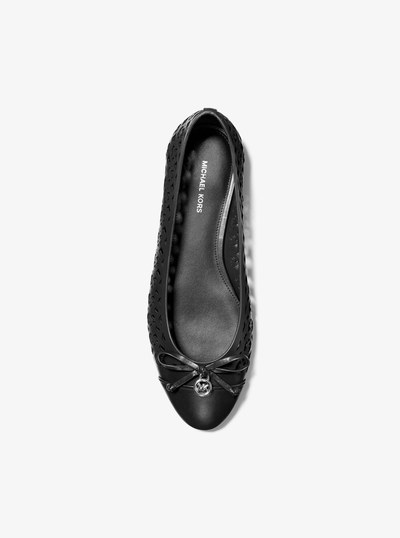 Piper Flex Perforated Logo Leather Ballet Flat in BLACK | Michael Kors