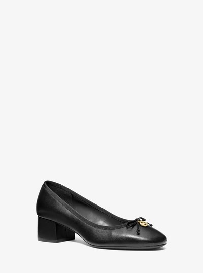 Piper Flex Leather Block Heel Pump in BLACK | Michael Kors