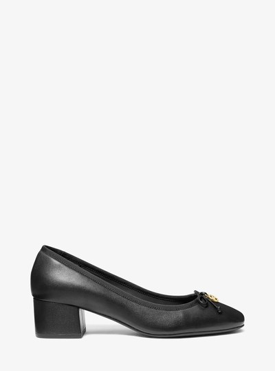 Piper Flex Leather Block Heel Pump in BLACK | Michael Kors