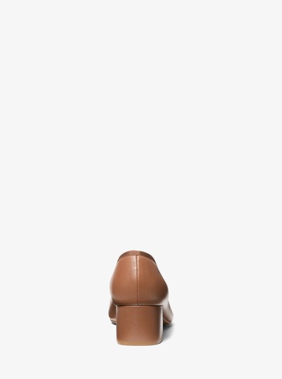 Piper Flex Leather Block Heel Pump in LUGGAGE | Michael Kors