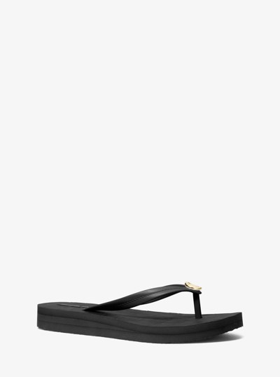 Posie Crocodile Embossed Flip Flop in BLACK | Michael Kors