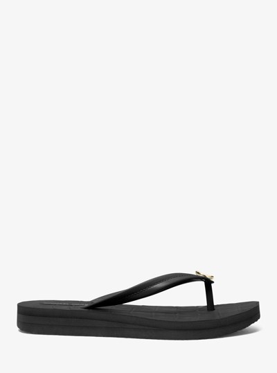 Posie Crocodile Embossed Flip Flop in BLACK | Michael Kors