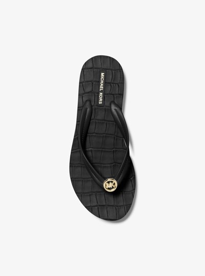 Posie Crocodile Embossed Flip Flop in BLACK | Michael Kors