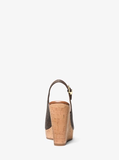 Rosie Signature Logo Wedge Sandal in BROWN | Michael Kors