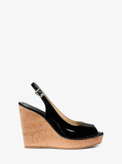 Rosie Patent Leather Wedge Sandal in BLACK | Michael Kors