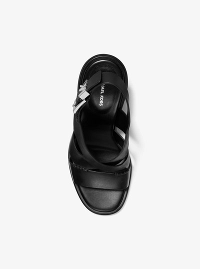 Raven Leather Block Heel Sandal in BLACK | Michael Kors