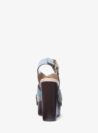 Raven Studded Suede Wedge Sandal in CHAMBRAY | Michael Kors