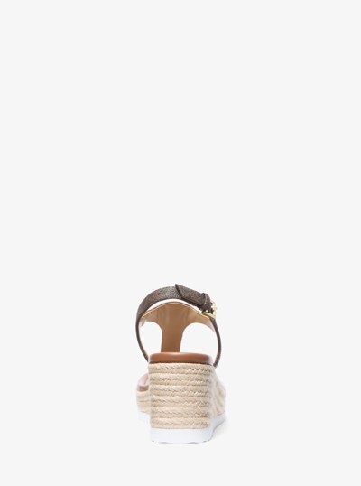 Val Signature Logo Thong Wedge Sandal in BROWN | Michael Kors