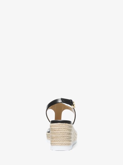 Val Leather Thong Wedge Sandal in BLACK | Michael Kors