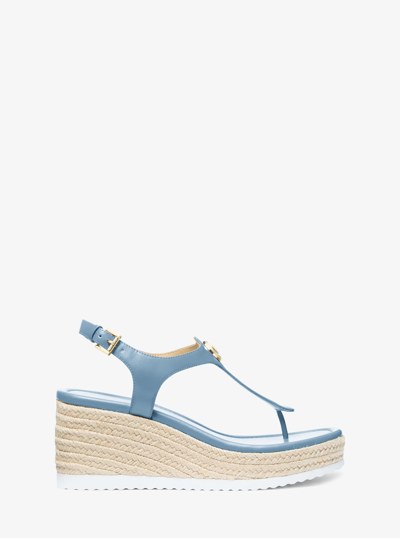 Val Leather Thong Wedge Sandal in CHAMBRAY | Michael Kors