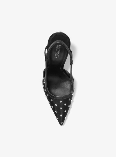 Alora Crystal Embellished Mesh Slingback Pump in BLACK | Michael Kors