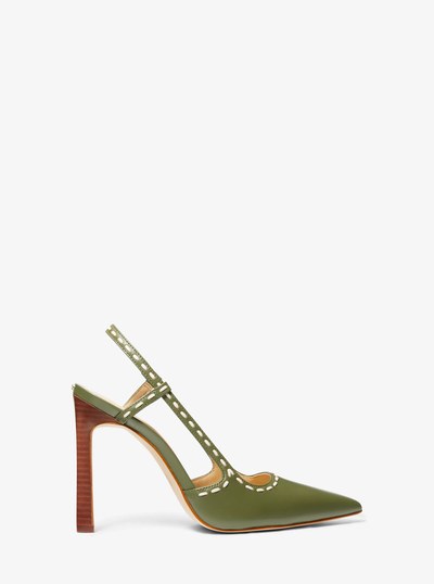 Alora Hand-Stitched Leather Slingback Pump in SMOKEY OLIVE | Michael Kors