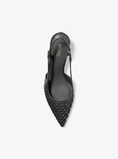 Alora Hand-Woven Leather Slingback Pump in BLACK | Michael Kors