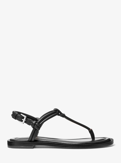 Astra Leather T-Strap Sandal in BLACK | Michael Kors
