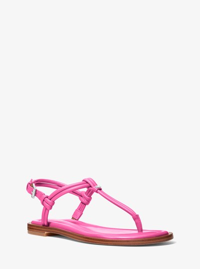 Astra Leather T-Strap Sandal in WILD BERRY | Michael Kors