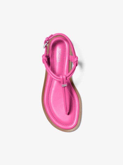 Astra Leather T-Strap Sandal in WILD BERRY | Michael Kors