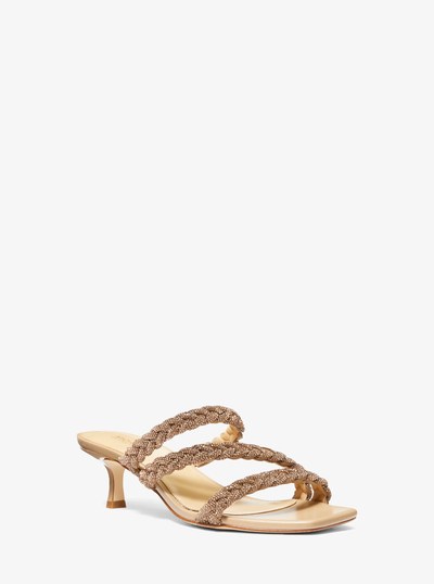 Celia Embellished Kitten Sandal in CAMEL | Michael Kors