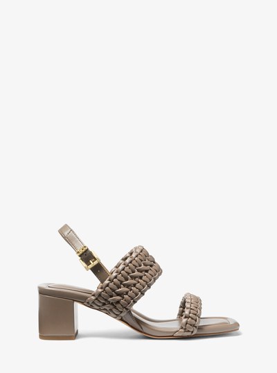 Audrina Woven Block Heel Sandal in BIRCH | Michael Kors