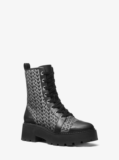 Blake MK2000 Logo Jacquard Combat Boot in BLACK | Michael Kors